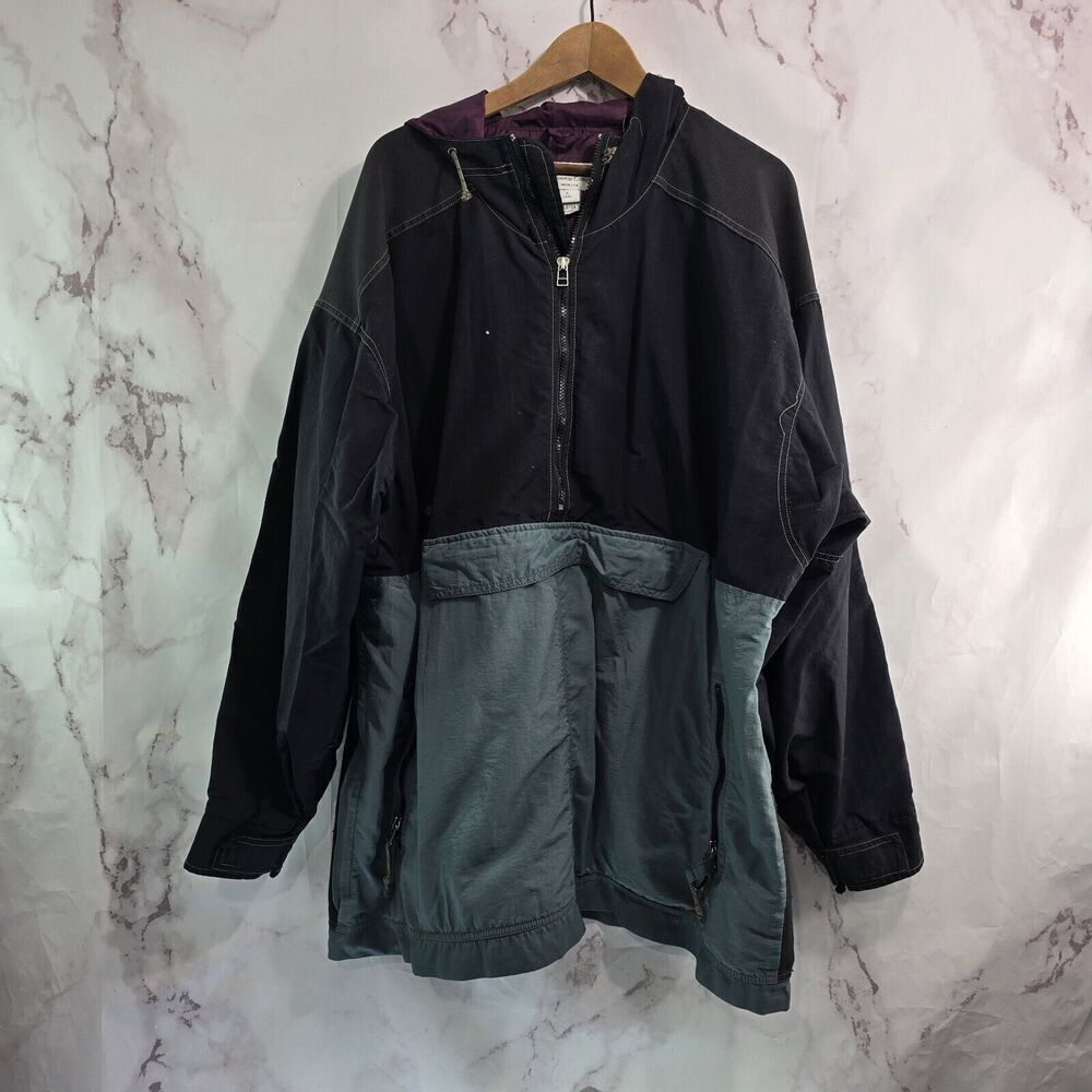 Columbia Jacket Mens 2XL Purple Black Vintage 90s Anorak Windbreaker Half Zip